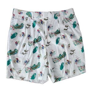 BERLE Men's Golf Graphic Print Pleated Front Shorts Casual Atleisure Size 34